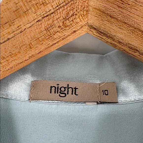 NIGHT Elegant Ocean Sea Satin Pajama Set with Feather Trim Glamorous Size 10 - Picture 4 of 9